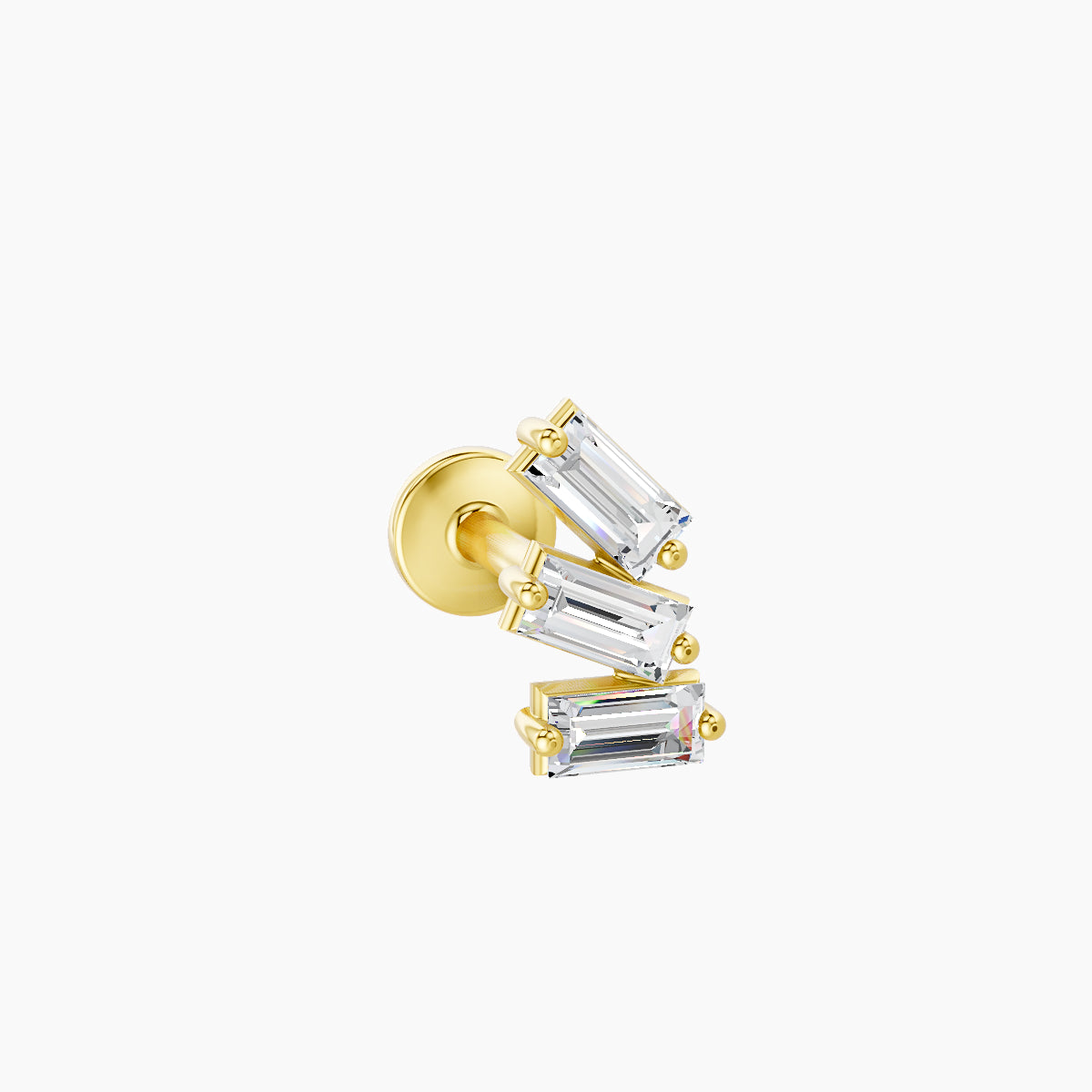 Circe | 18k Yellow Gold 7 mm 6.5 mm Trilogy Diamond Right Piercing