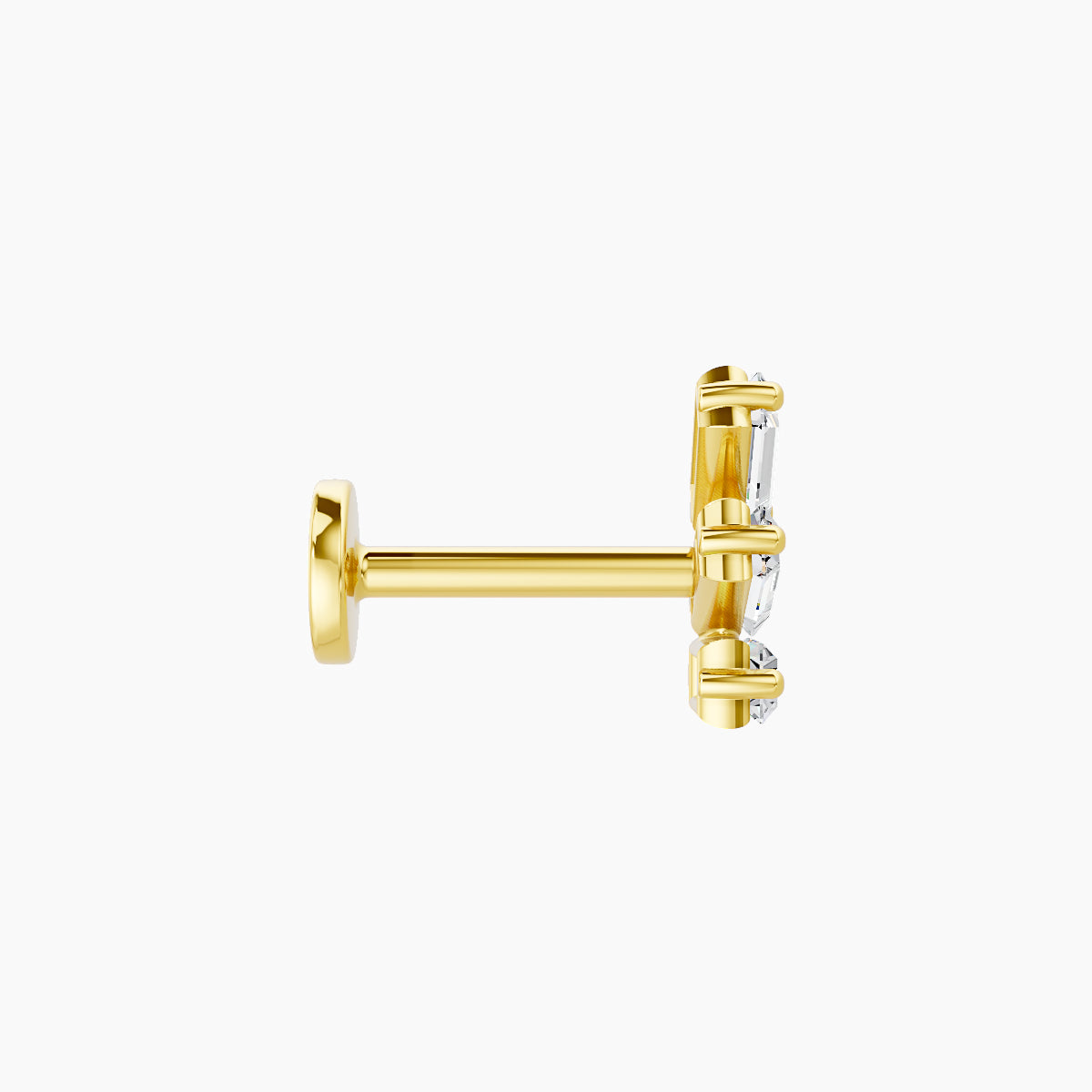 Circe | 18k Yellow Gold 7 mm 6.5 mm Trilogy Diamond Right Piercing