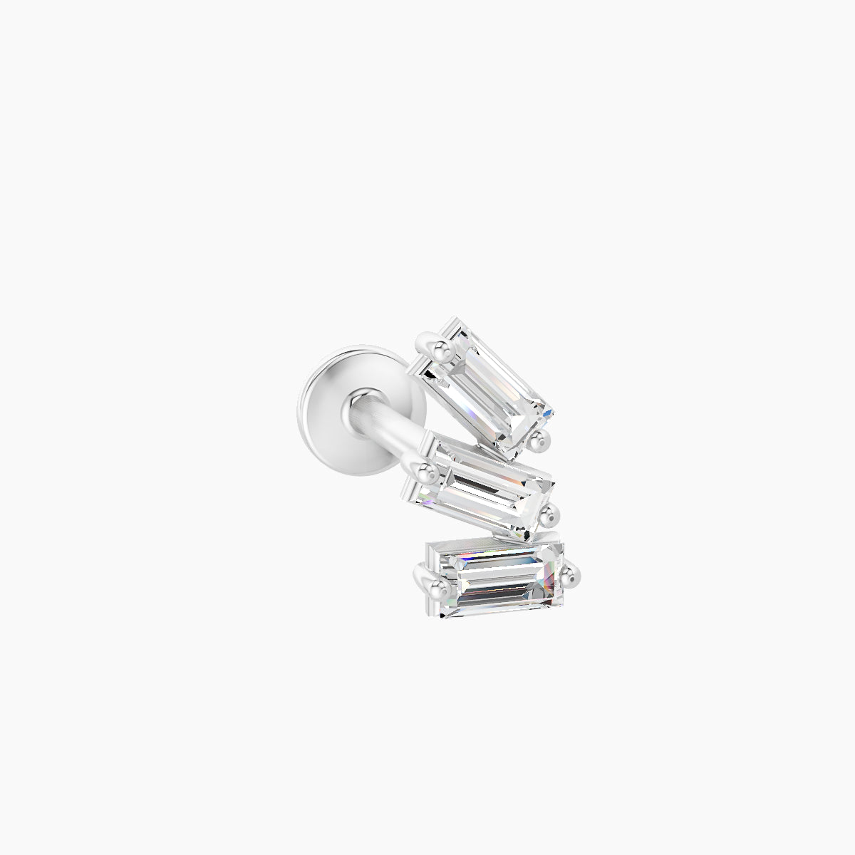 Circe | 18k White Gold 7 mm 8 mm Trilogy Diamond Right Piercing
