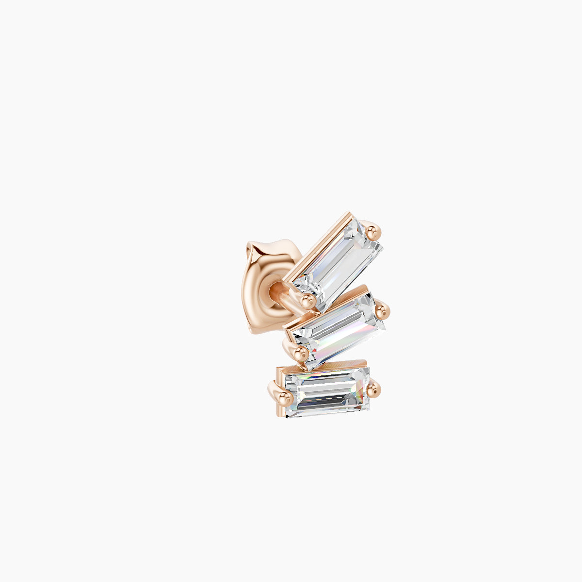 Circe | 18k Rose Gold 7 mm Trilogy Diamond Left Earring
