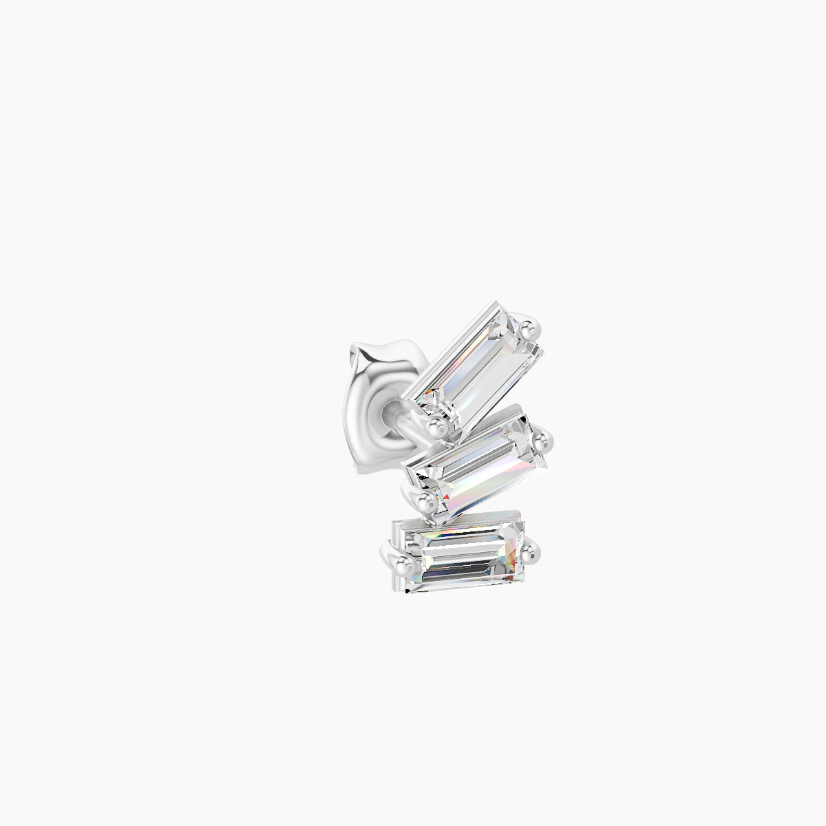 Circe | 18k White Gold 7 mm Trilogy Diamond Left Earring