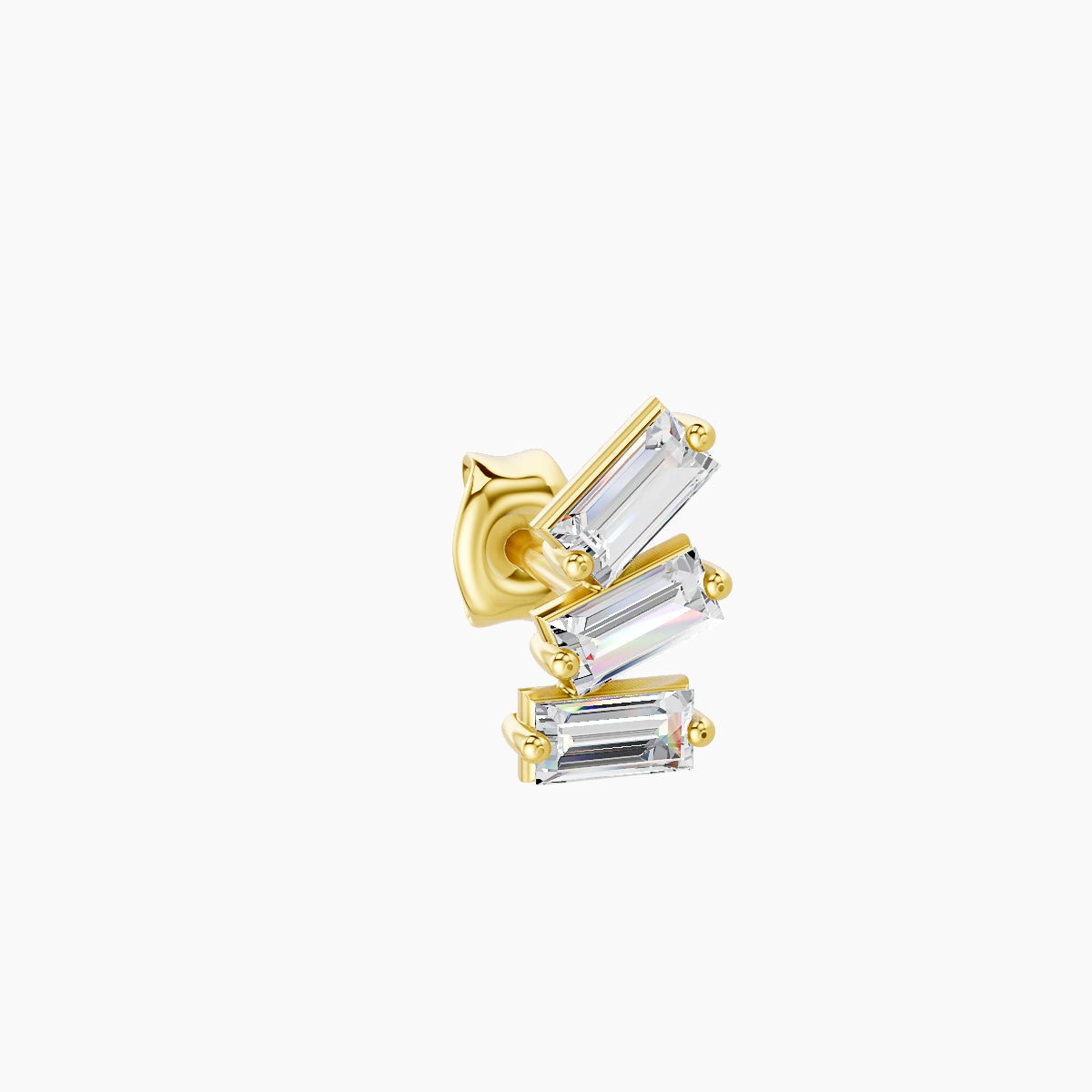 Circe | 18k Yellow Gold 7 mm Trilogy Diamond Left Earring