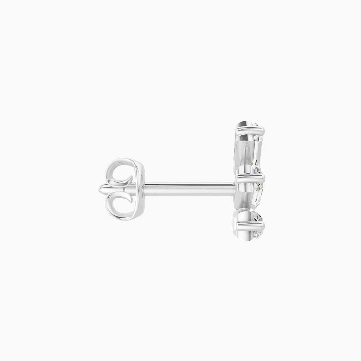Circe | 18k White Gold 7 mm Trilogy Diamond Right Earring
