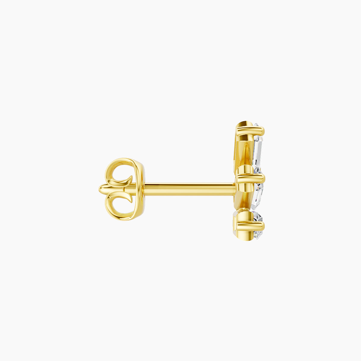 Circe | 18k Yellow Gold 7 mm Trilogy Diamond Right Earring