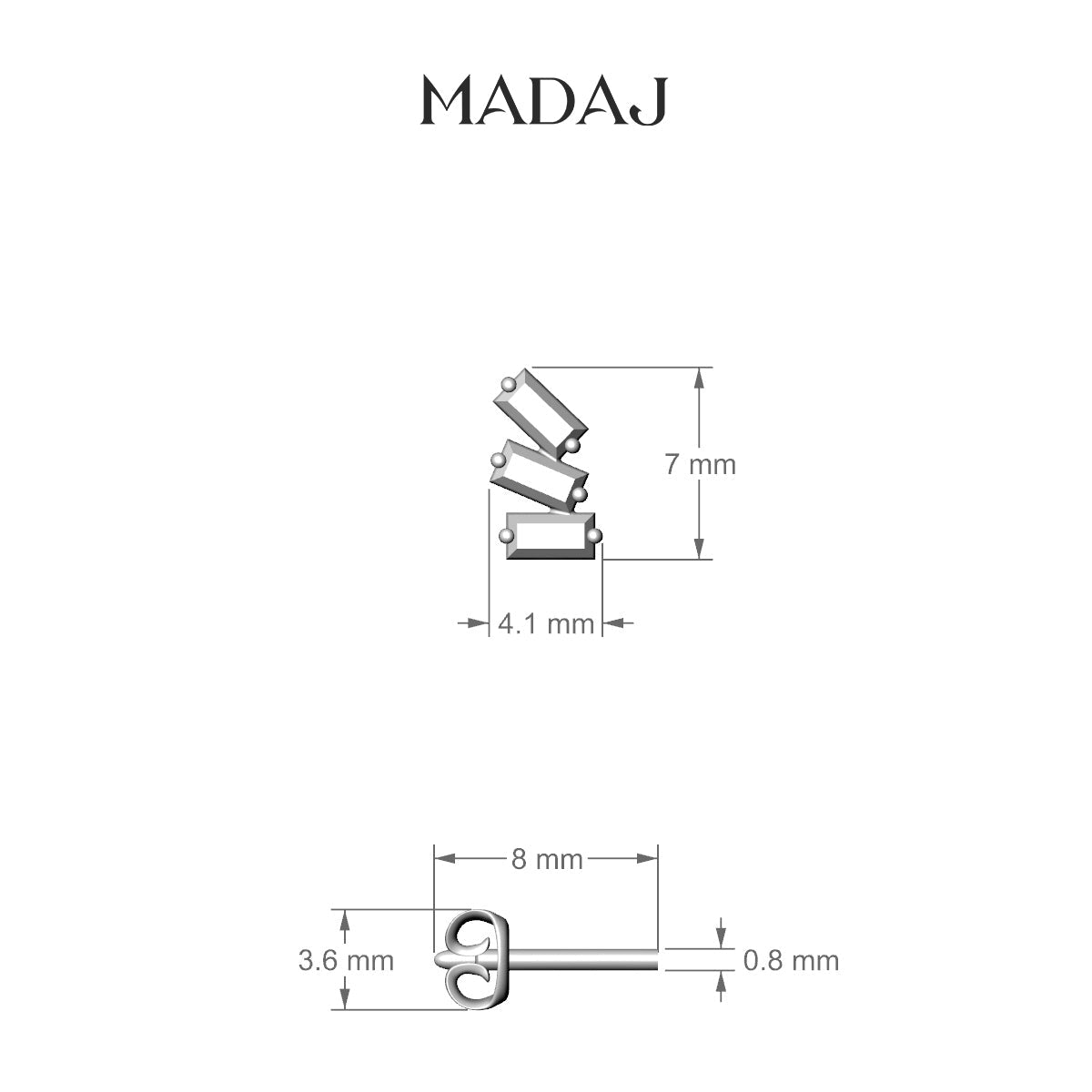 Circe | 18k White Gold 7 mm Trilogy Diamond Right Earring