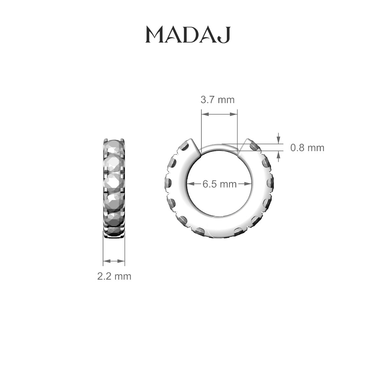 Cleta | 18k White Gold 6.5 mm Diamond Hoop Piercing