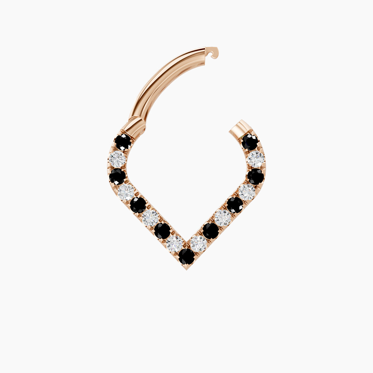 Cora | 18k Rose Gold 6.5 mm Black Diamond & Diamond Daith Piercing