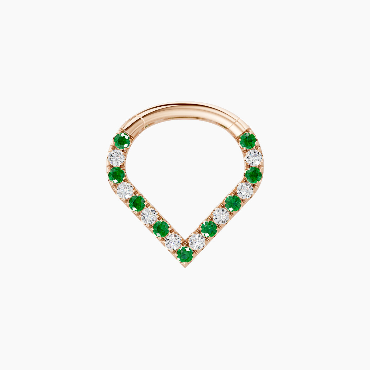 Cora | 18k Rose Gold 6.5 mm Emerald & Diamond Daith Piercing