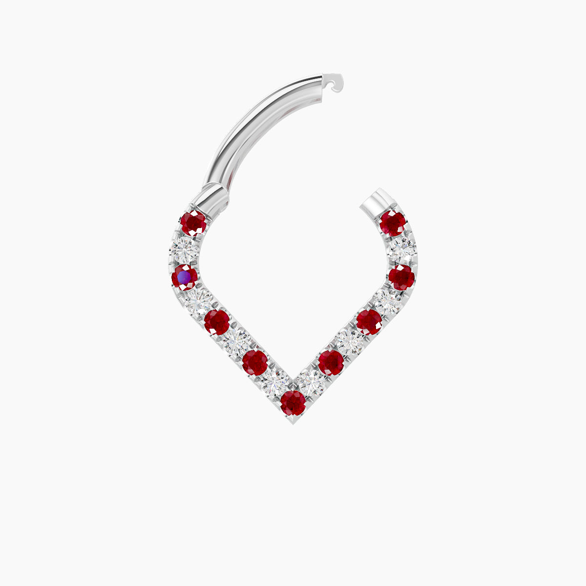 Cora | 18k White Gold 6.5 mm Ruby & Diamond Daith Piercing