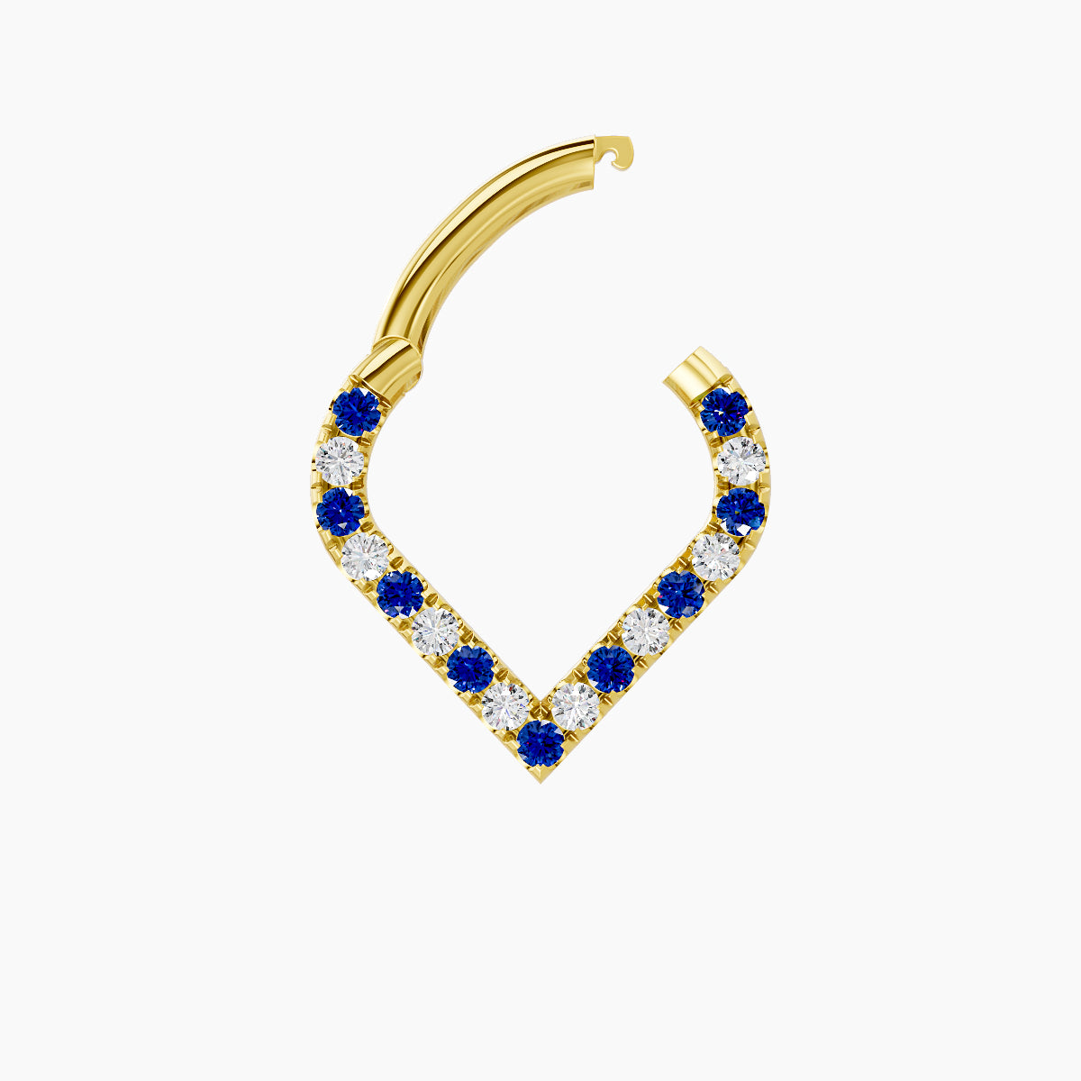 Cora | 18k Yellow Gold 6.5 mm Sapphire & Diamond Daith Piercing