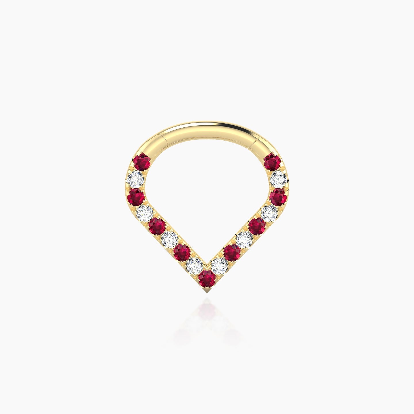 Cora | 18k Yellow Gold 6.5 mm Ruby & Diamond Daith Piercing
