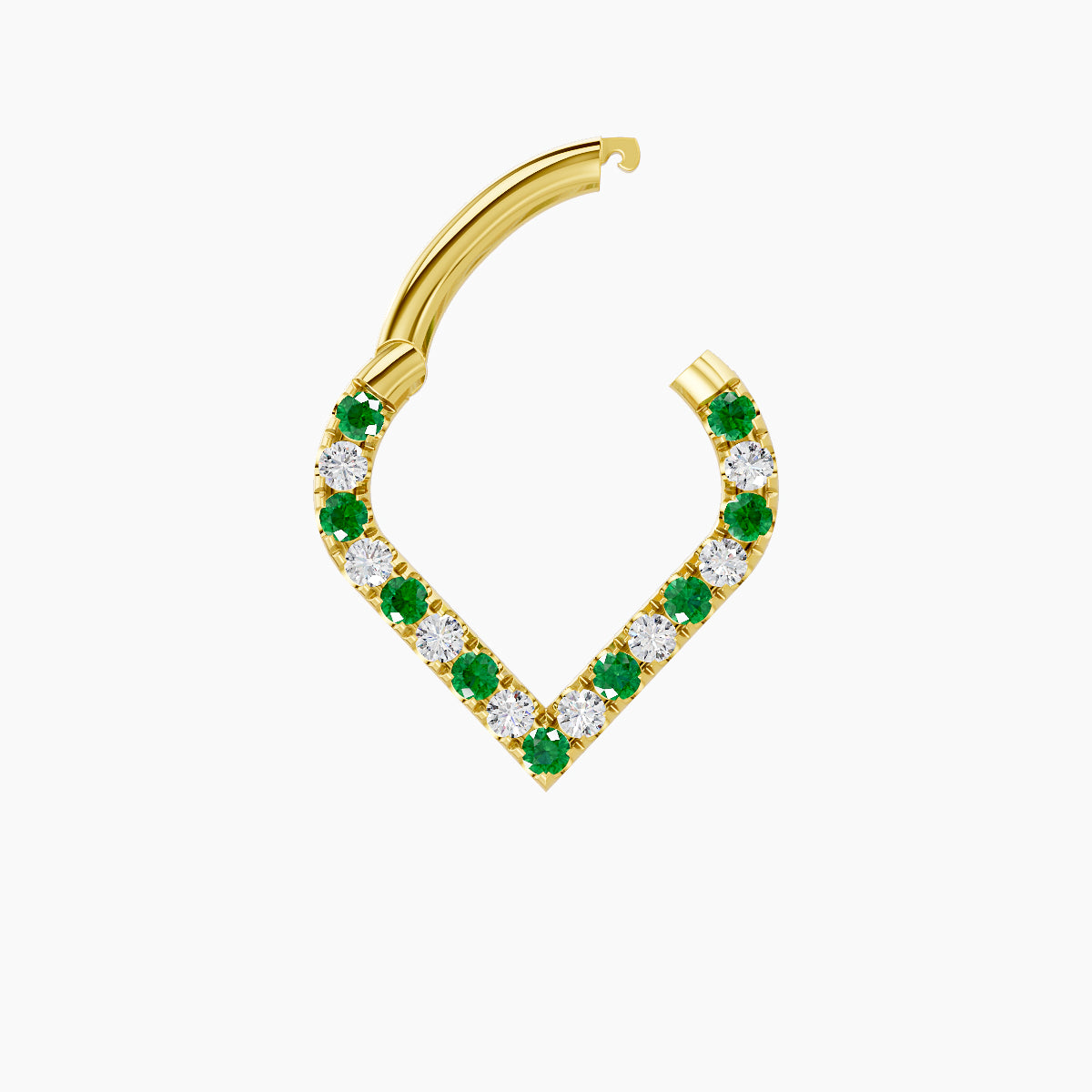 Cora | 18k Yellow Gold 6.5 mm Emerald & Diamond Septum Piercing