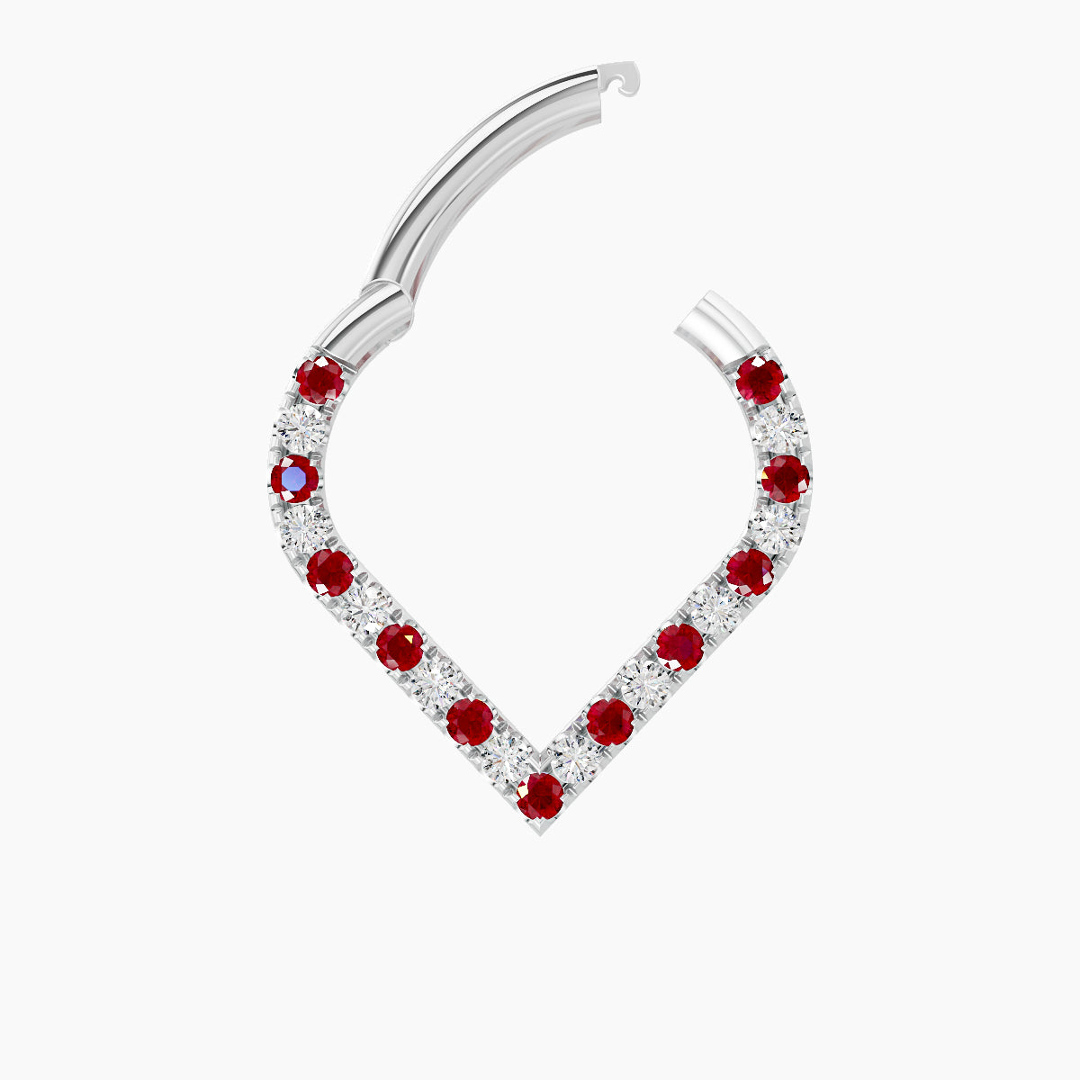 Cora | 18k White Gold 8 mm Ruby & Diamond Daith Piercing