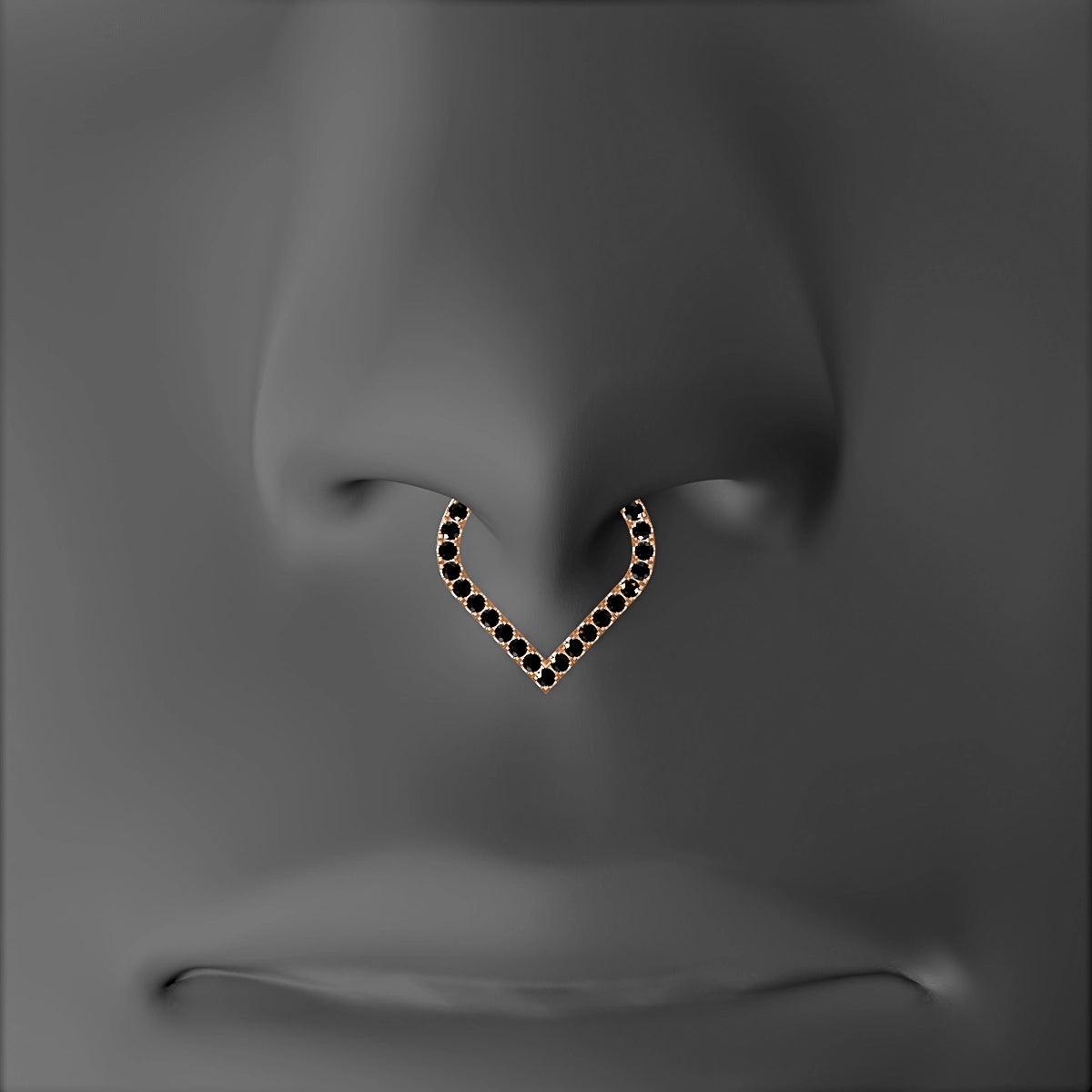 Cora | 18k Rose Gold 8 mm Black Diamond & Diamond Septum Piercing