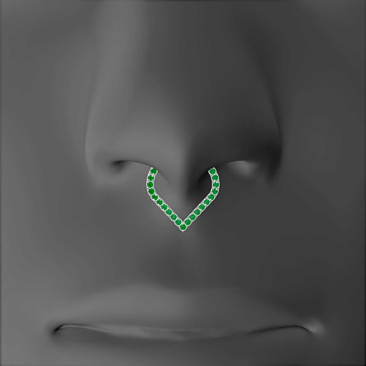 Cora | 18k White Gold 8 mm Emerald & Diamond Septum Piercing