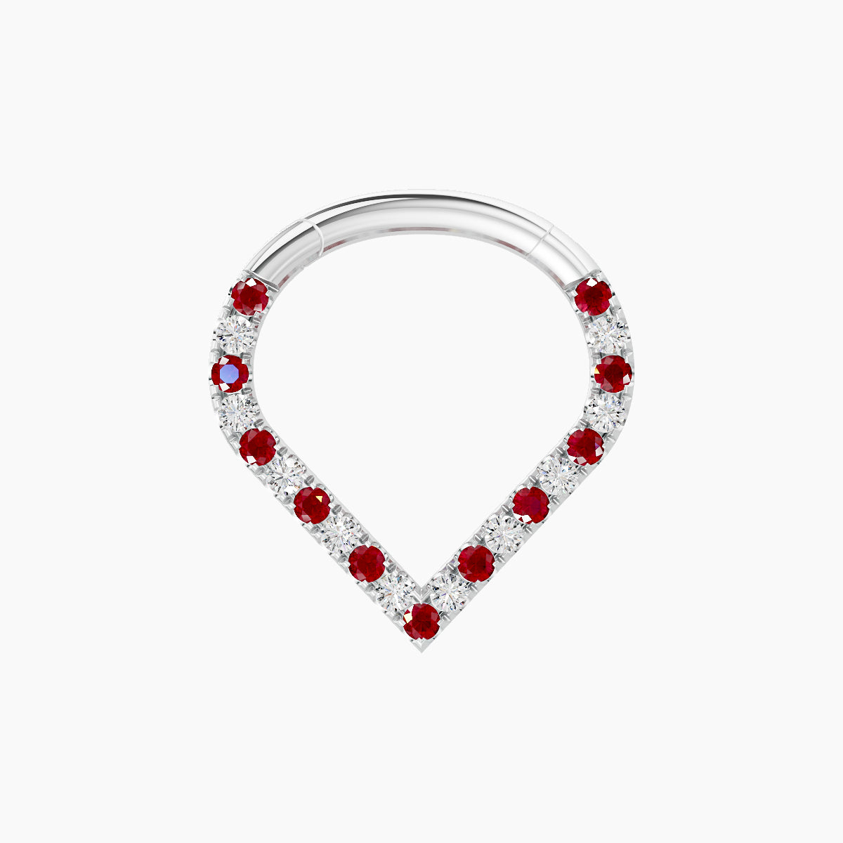 Cora | 18k White Gold 8 mm Ruby & Diamond Septum Piercing