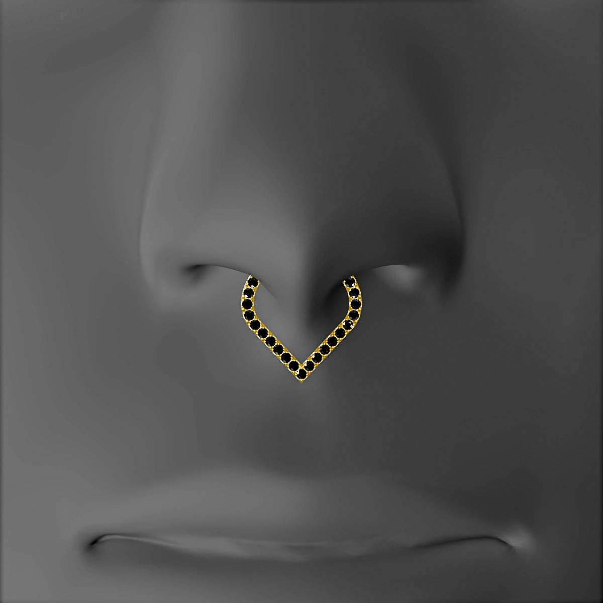 Cora | 18k Yellow Gold 8 mm Black Diamond Septum Piercing