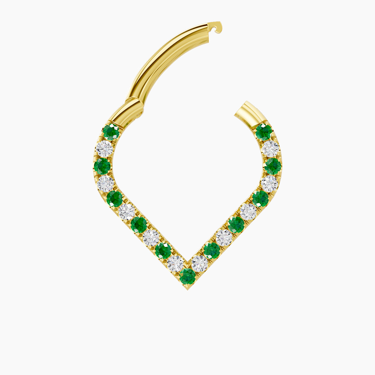 Cora | 18k Yellow Gold 8 mm Emerald & Diamond Septum Piercing