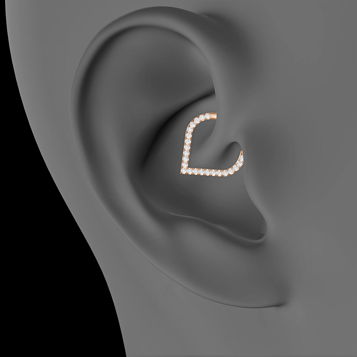 Cora | 18k Rose Gold 9.5 mm Diamond Daith Piercing
