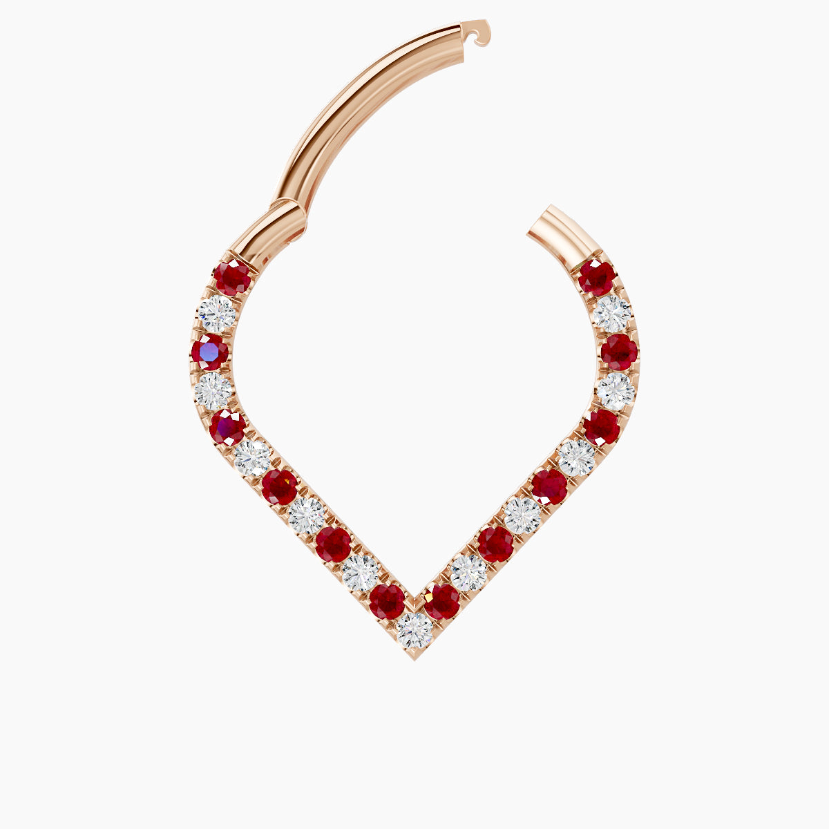 Cora | 18k Rose Gold 9.5 mm Ruby & Diamond Daith Piercing