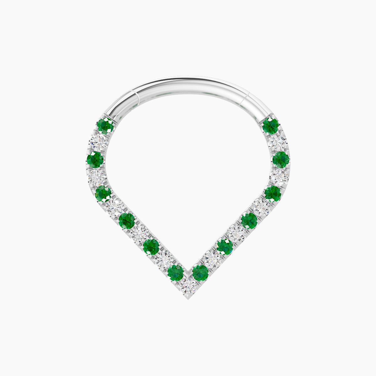 Cora | 18k White Gold 9.5 mm Emerald & Diamond Daith Piercing