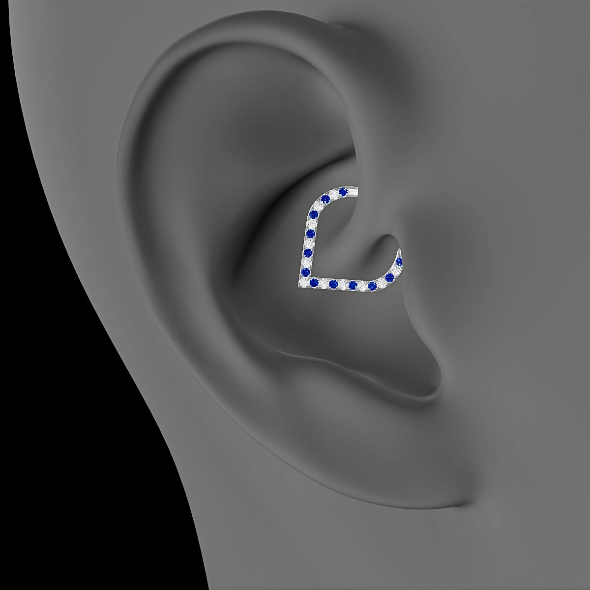 Cora | 18k White Gold 9.5 mm Sapphire & Diamond Daith Piercing