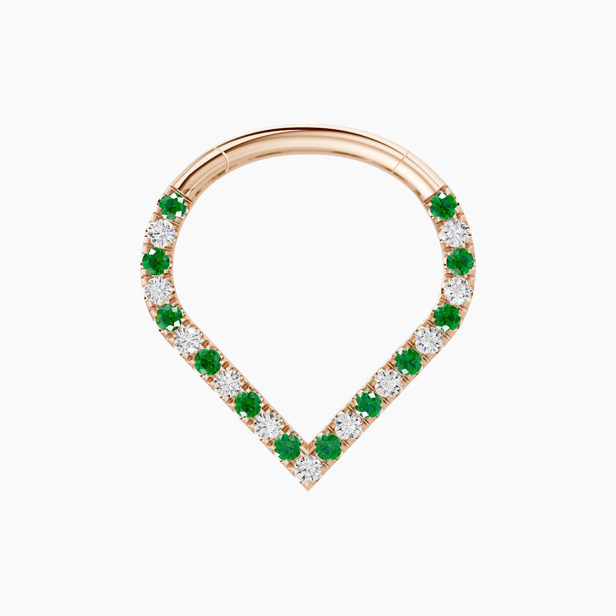 Cora | 18k Rose Gold 9.5 mm Emerald & Diamond Septum Piercing