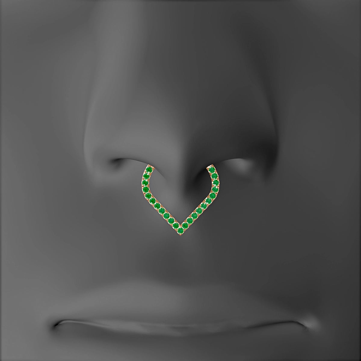 Cora | 18k Rose Gold 9.5 mm Emerald Septum Piercing