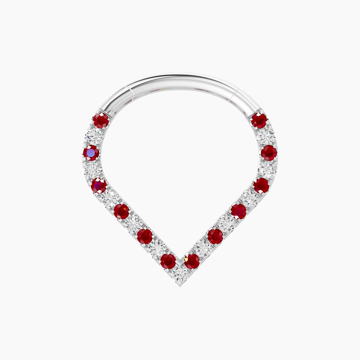 Cora | 18k White Gold 9.5 mm Ruby & Diamond Septum Piercing