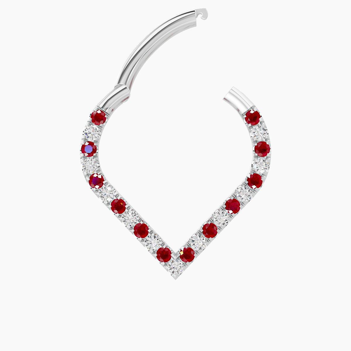 Cora | 18k White Gold 9.5 mm Ruby & Diamond Septum Piercing