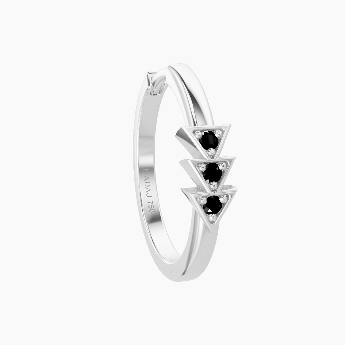 Cybele | 18k White Gold 11 mm Black Diamond Hoop Piercing