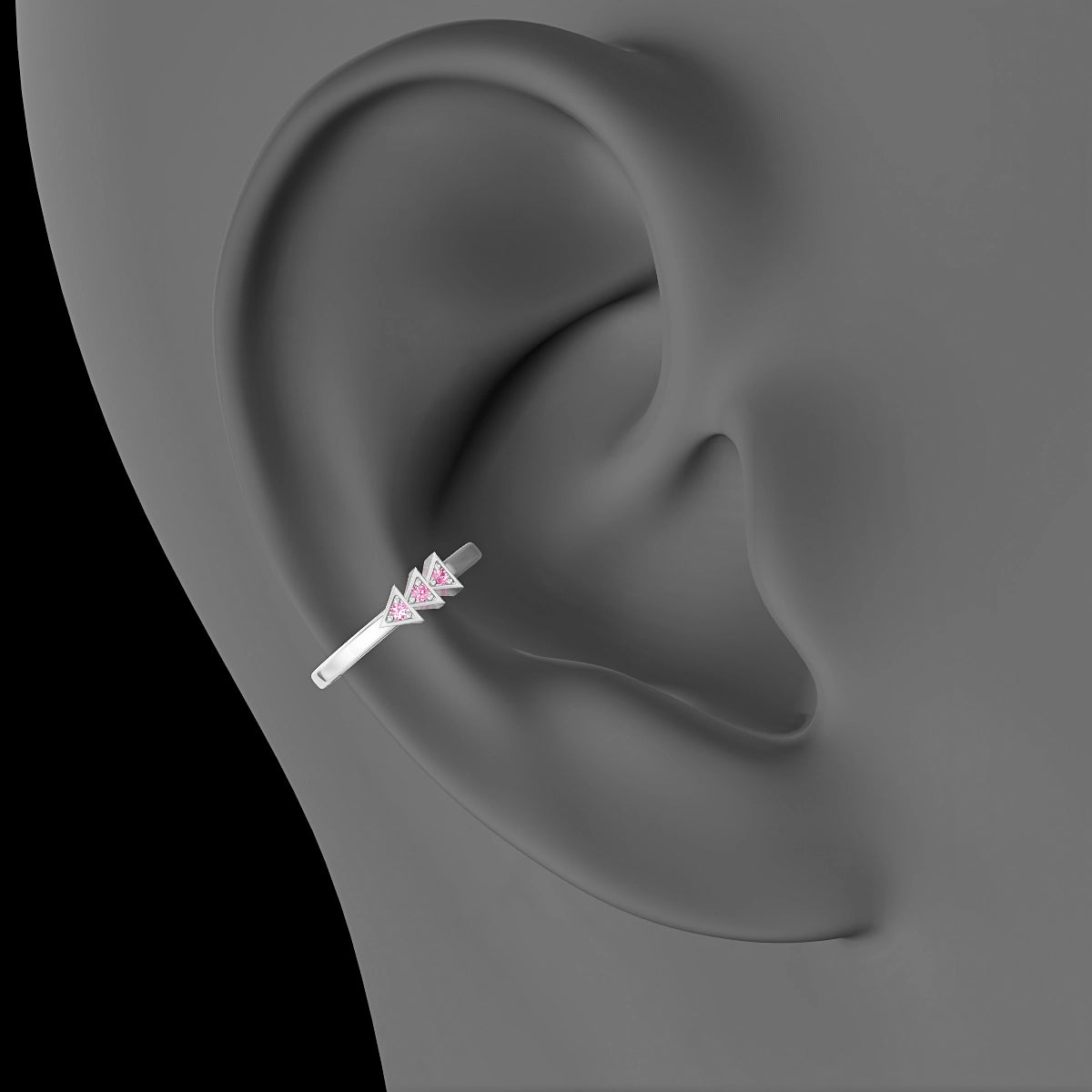 Cybele | 18k White Gold 11 mm Pink Sapphire Hoop Piercing