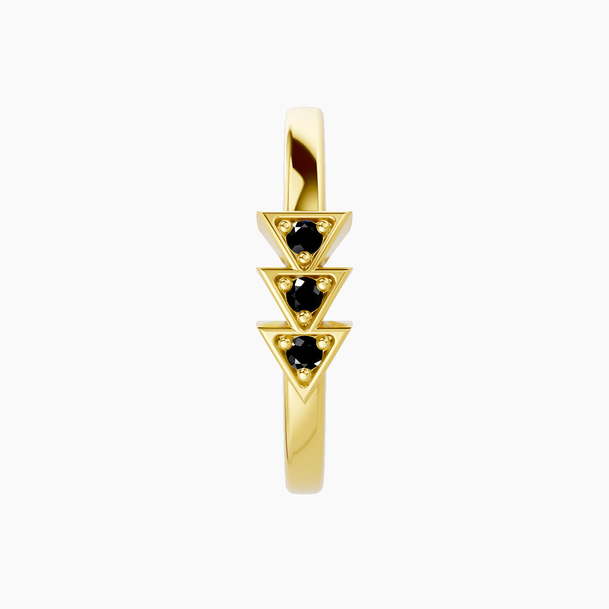 Cybele | 18k Yellow Gold 11 mm Black Diamond Hoop Piercing