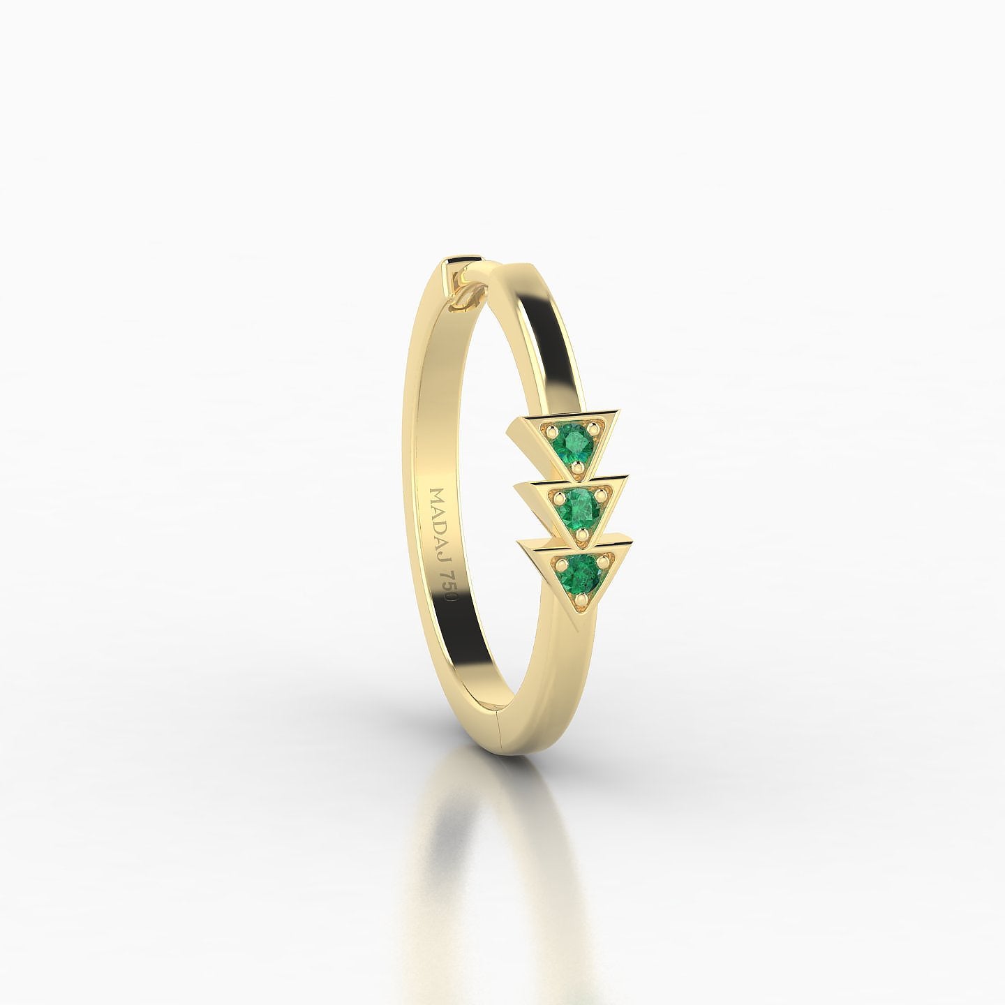 Cybele | 18k Yellow Gold 11 mm Emerald Hoop Piercing
