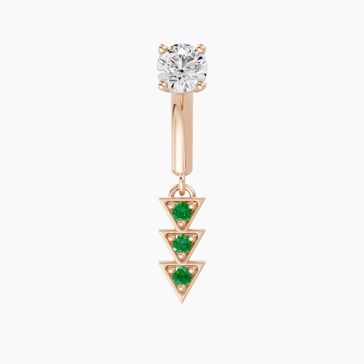 Cybele | 18k Rose Gold 6 mm Emerald & Diamond Rook Piercing