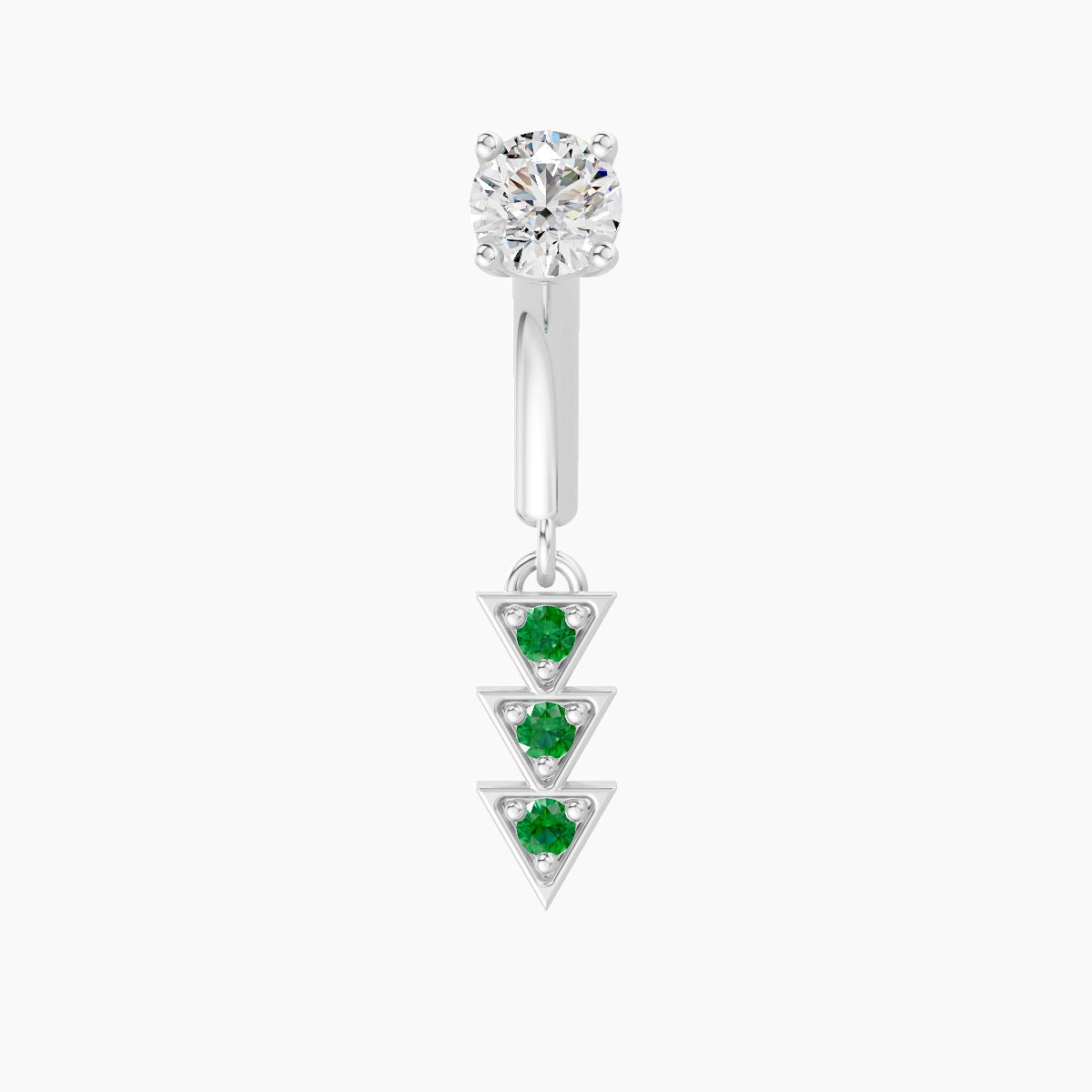 Cybele | 18k White Gold 6 mm Emerald & Diamond Rook Piercing