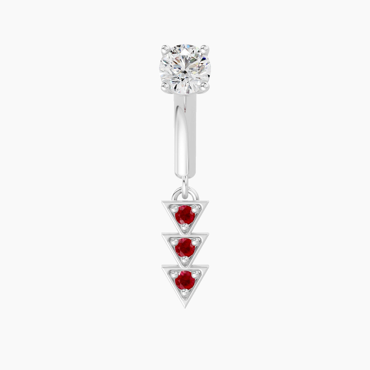 Cybele | 18k White Gold 6 mm Ruby & Diamond Rook Piercing
