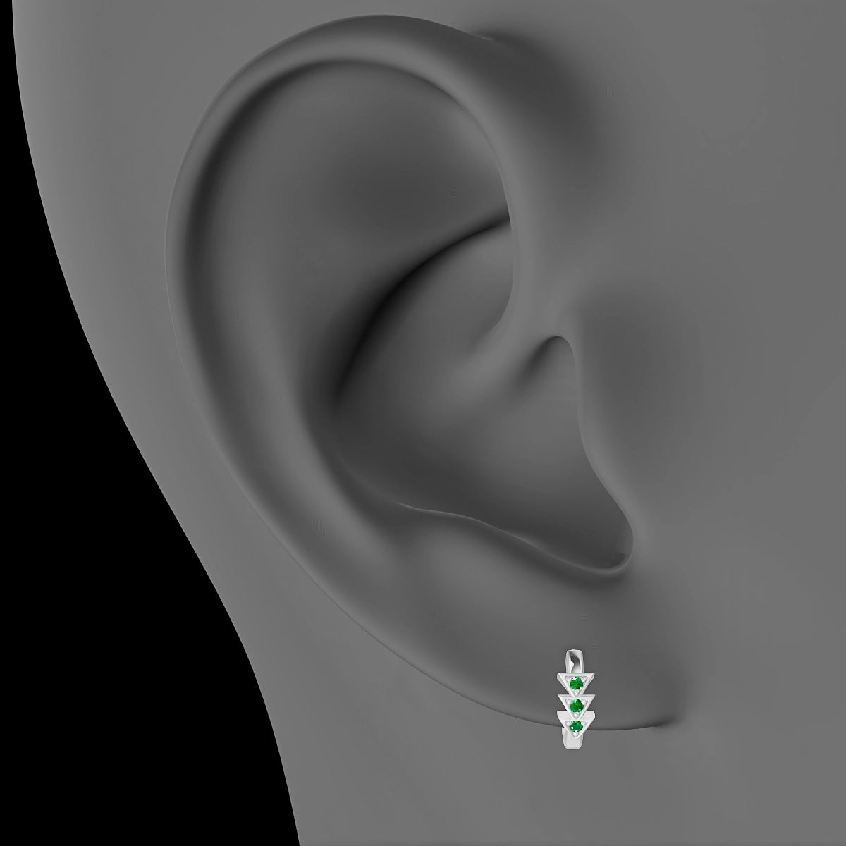 Cybele | 18k White Gold 6.5 mm Emerald Hoop Piercing