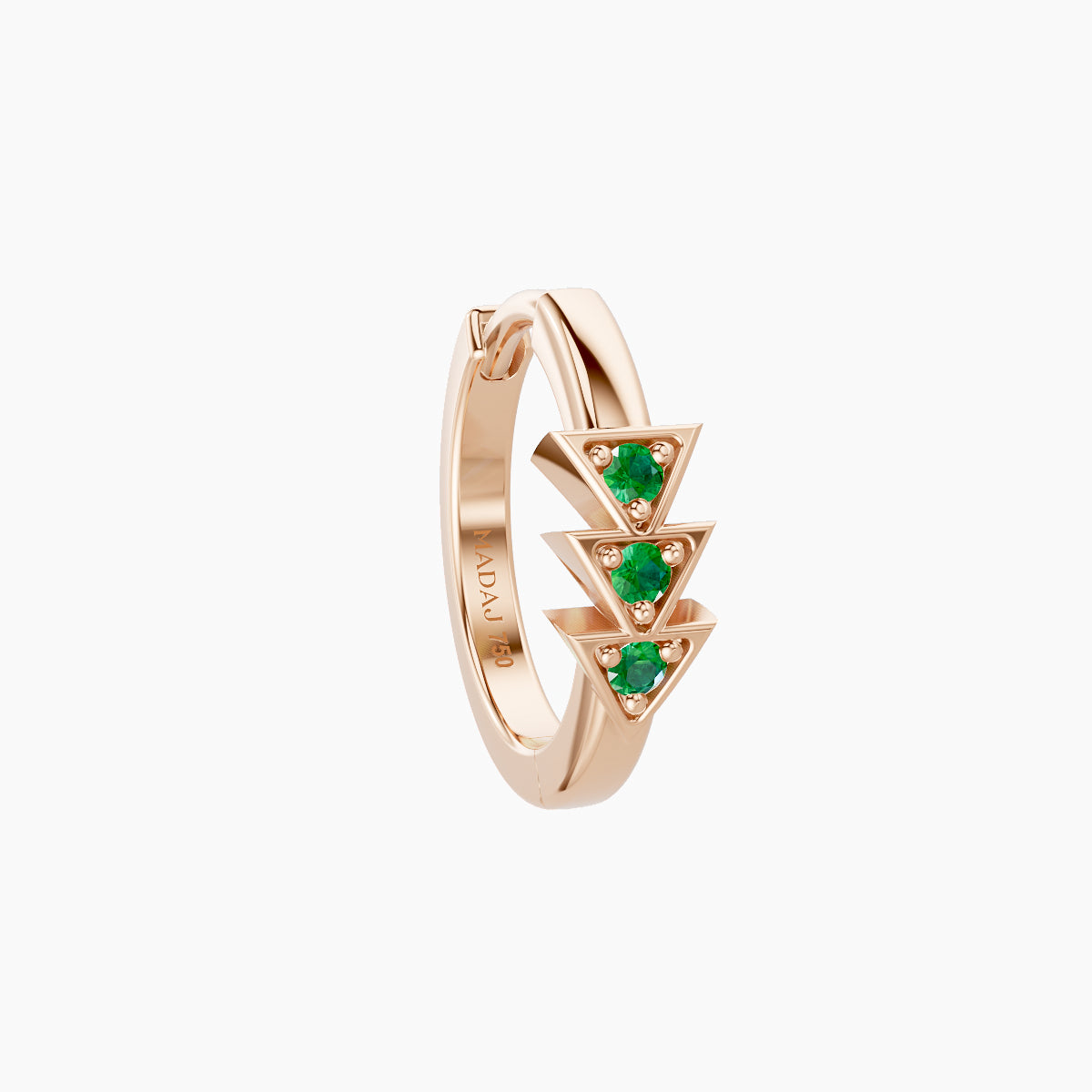 Cybele | 18k Rose Gold 8 mm Emerald Hoop Piercing