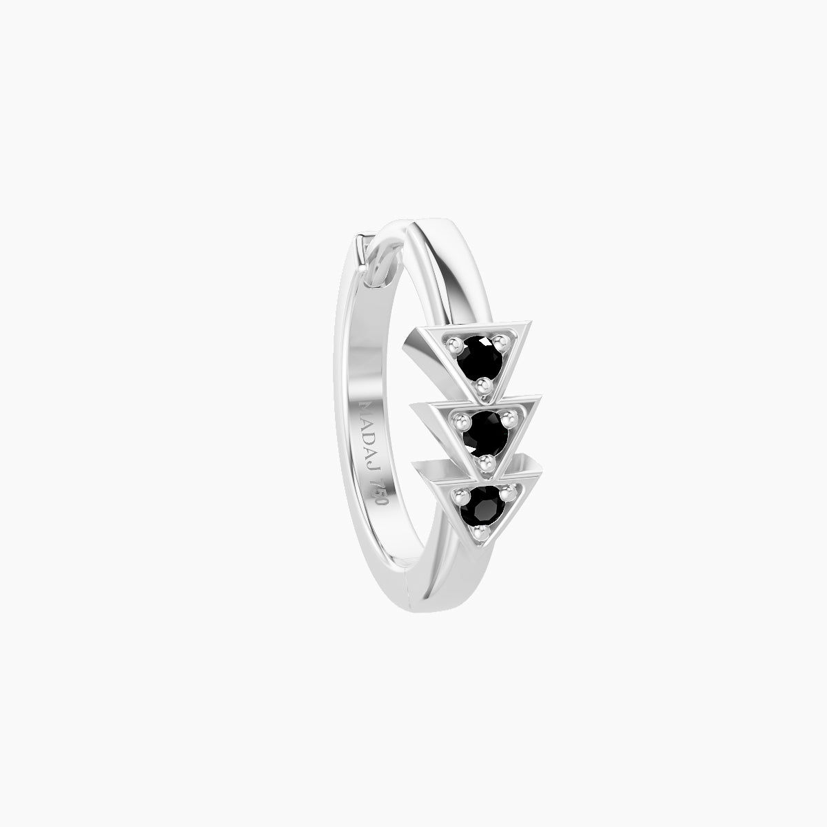 Cybele | 18k White Gold 8 mm Black Diamond Hoop Piercing