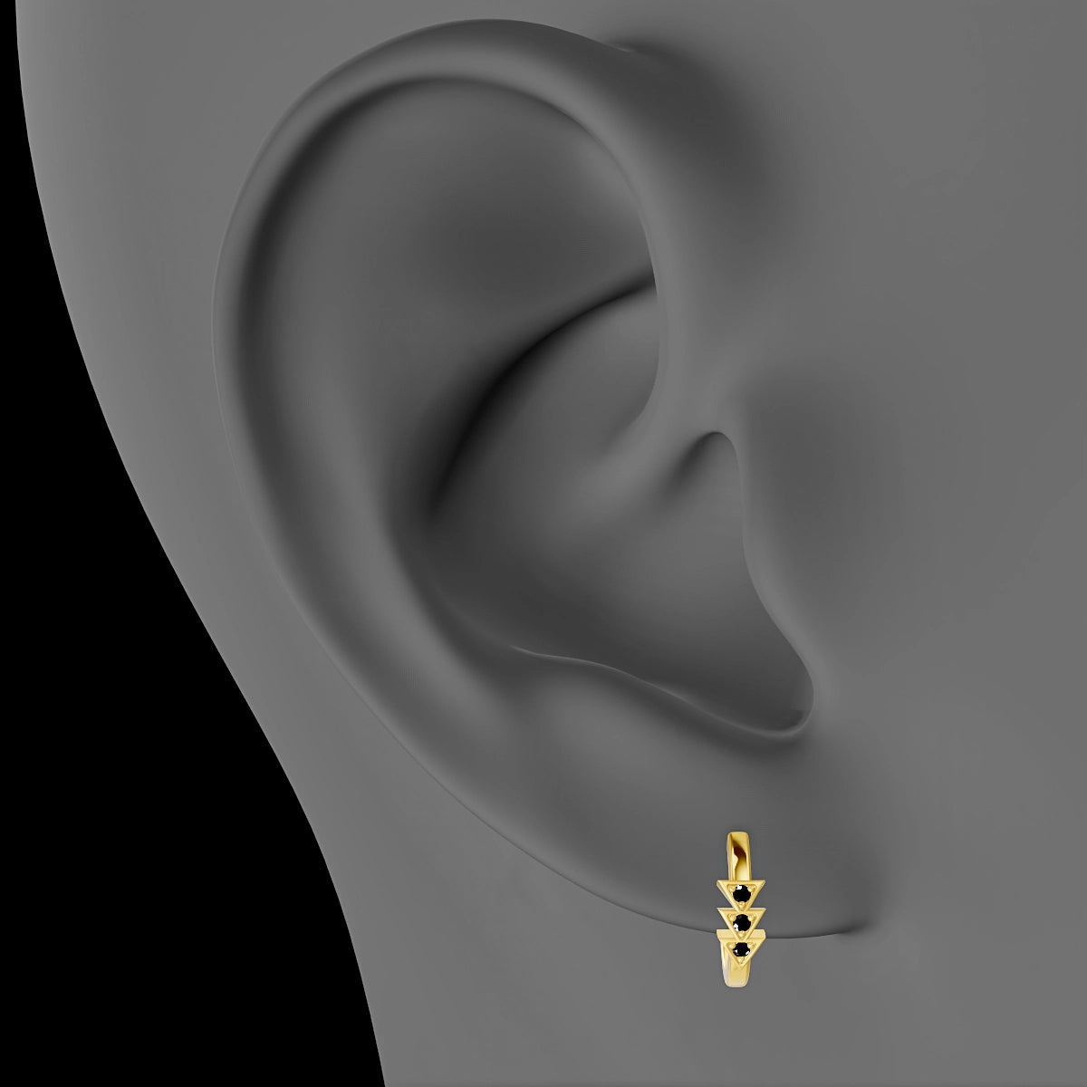 Cybele | 18k Yellow Gold 8 mm Black Diamond Hoop Piercing