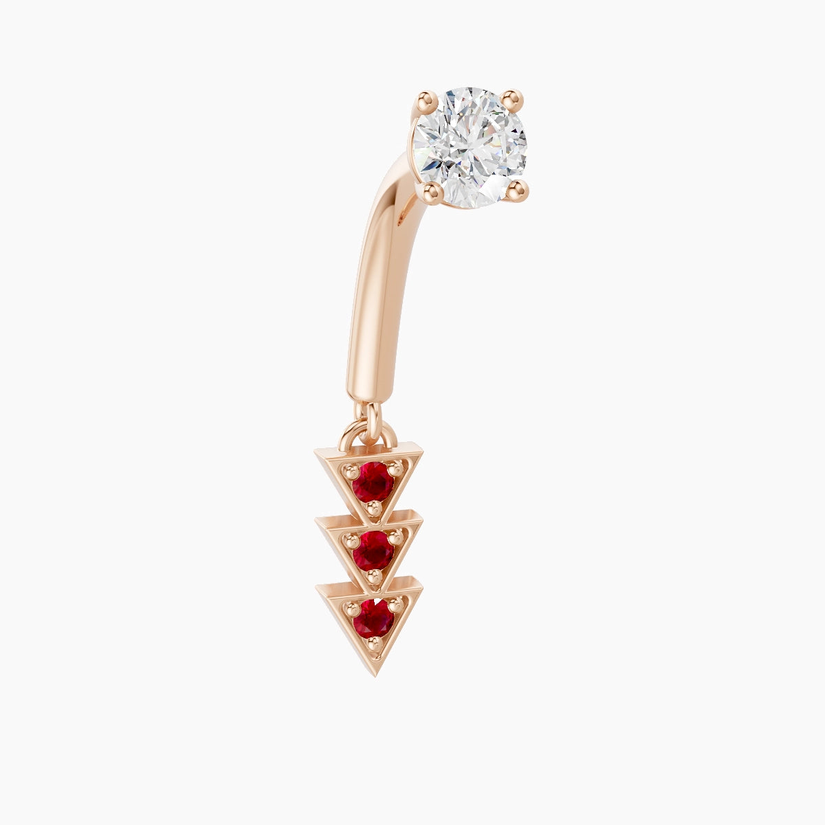 Cybele | 18k Rose Gold 8 mm Ruby & Diamond Rook Piercing