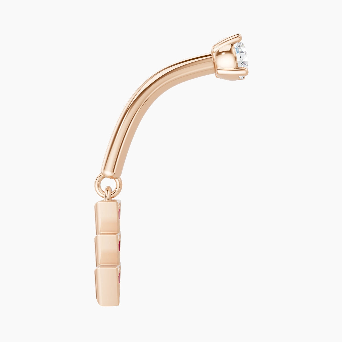 Cybele | 18k Rose Gold 8 mm Ruby & Diamond Rook Piercing