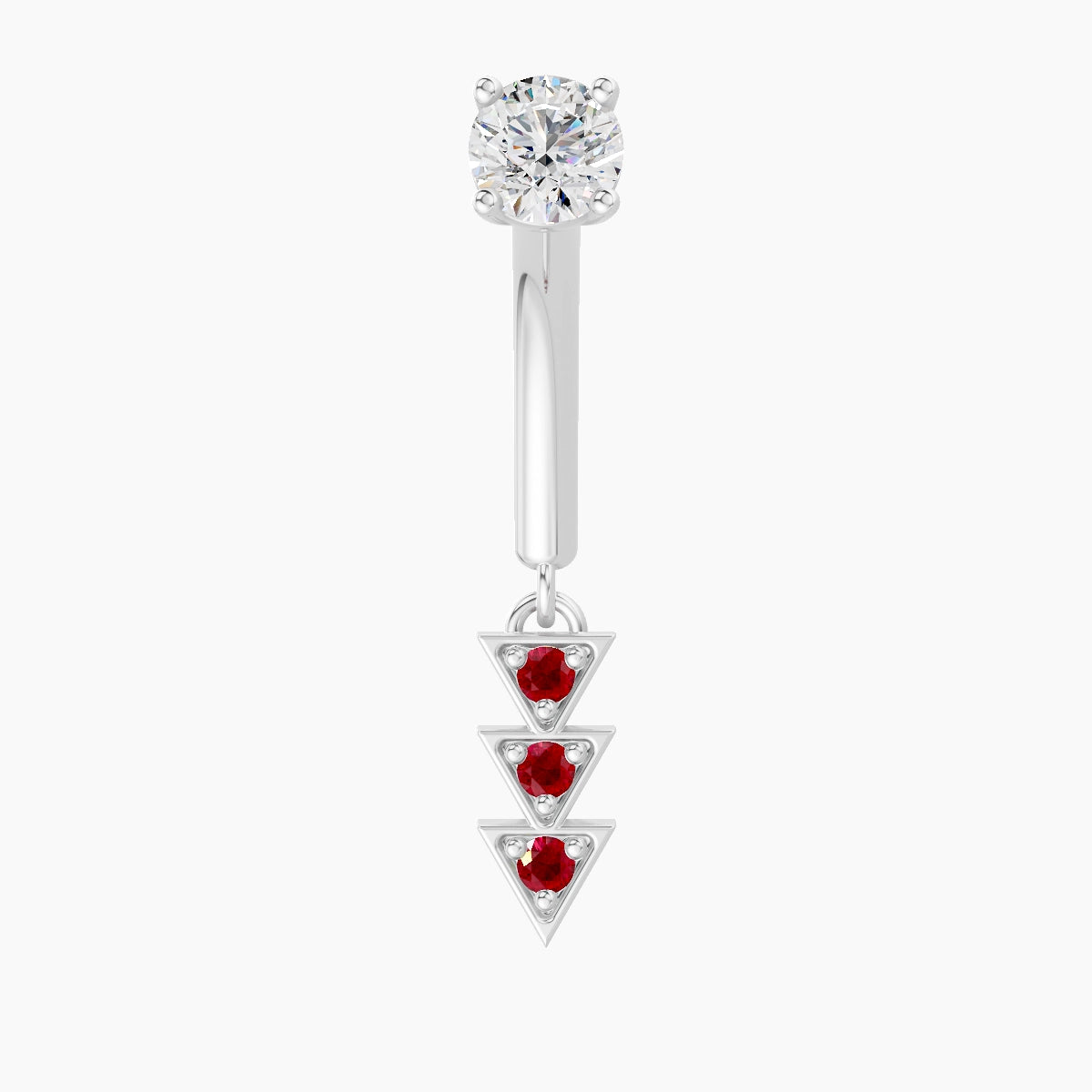 Cybele | 18k White Gold 8 mm Ruby & Diamond Rook Piercing