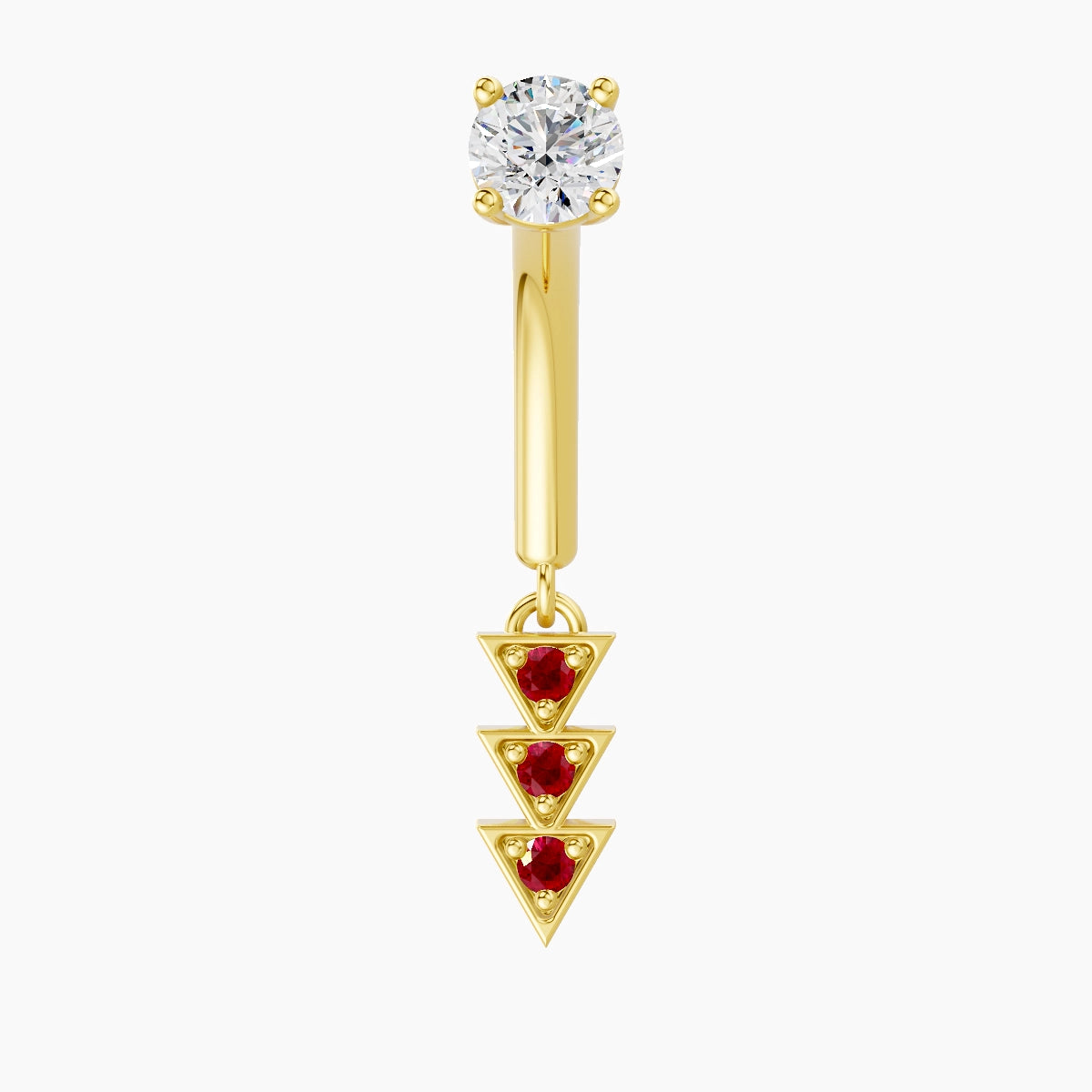 Cybele | 18k Yellow Gold 8 mm Ruby & Diamond Rook Piercing