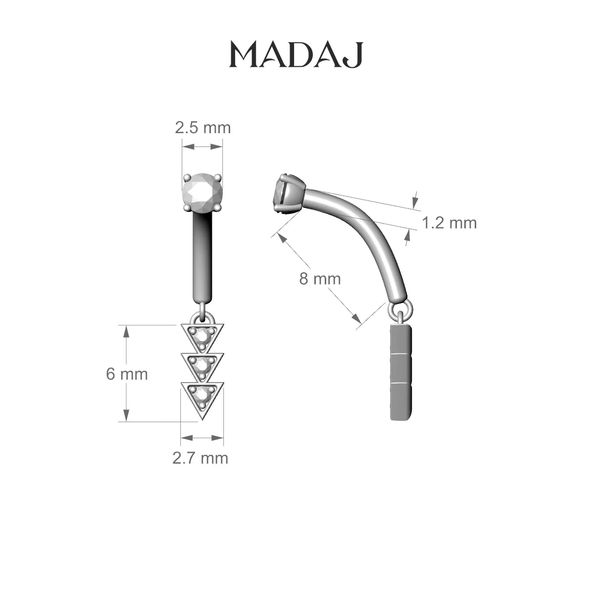 Cybele | 18k Yellow Gold 8 mm Ruby & Diamond Rook Piercing