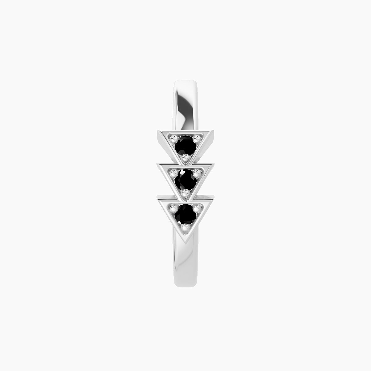 Cybele | 18k White Gold 9.5 mm Black Diamond Hoop Piercing