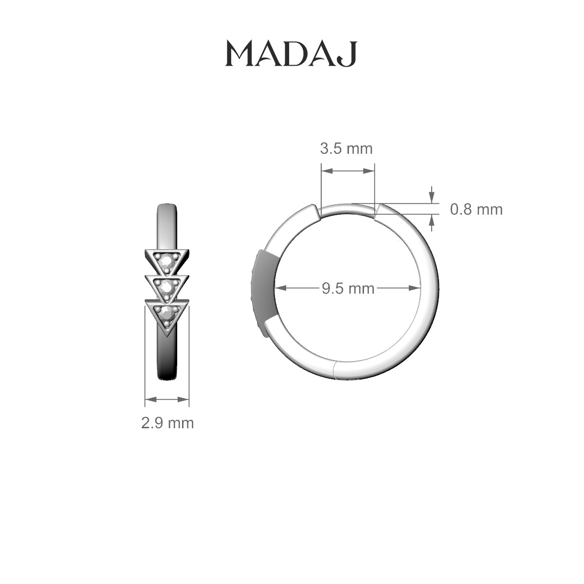 Cybele | 18k White Gold 9.5 mm Emerald Hoop Piercing