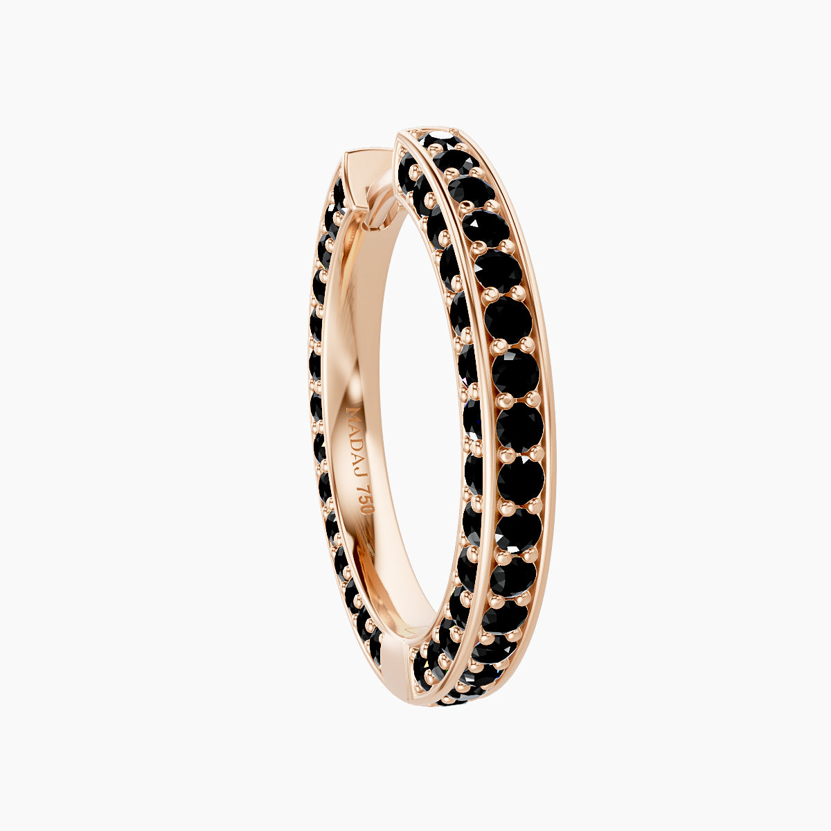 Damia | 18k Rose Gold 11 mm Black Diamond Hoop Piercing