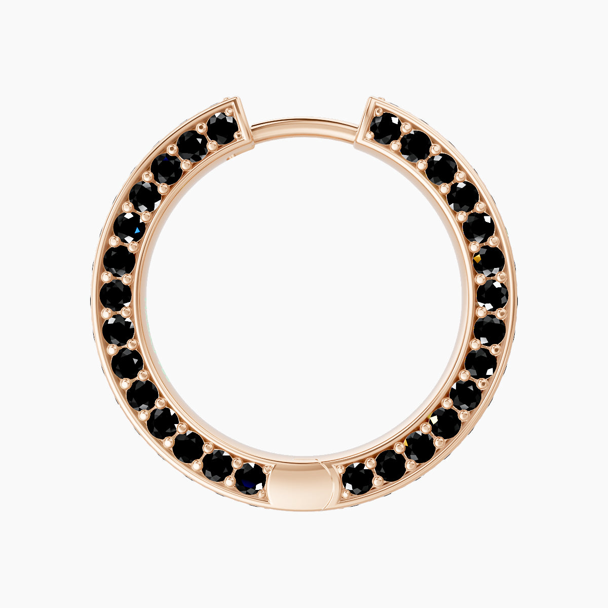 Damia | 18k Rose Gold 11 mm Black Diamond Hoop Piercing